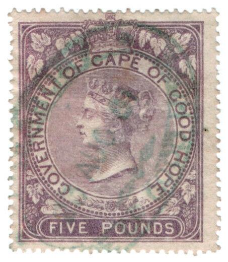 (I.B) Cape of Good Hope Revenue : Stamp Duty £5 (1865)