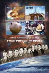 Tuvalu 2011 - First Person in Space 50th Anniversary Stamp Sheet of 4 - MNH