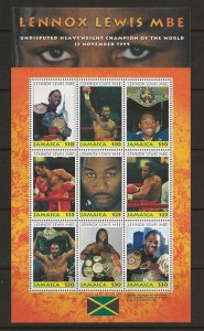 Thematic stamps Jamaica Boxing 2000 Lennox Lewis sheet sg.962-70  MNH
