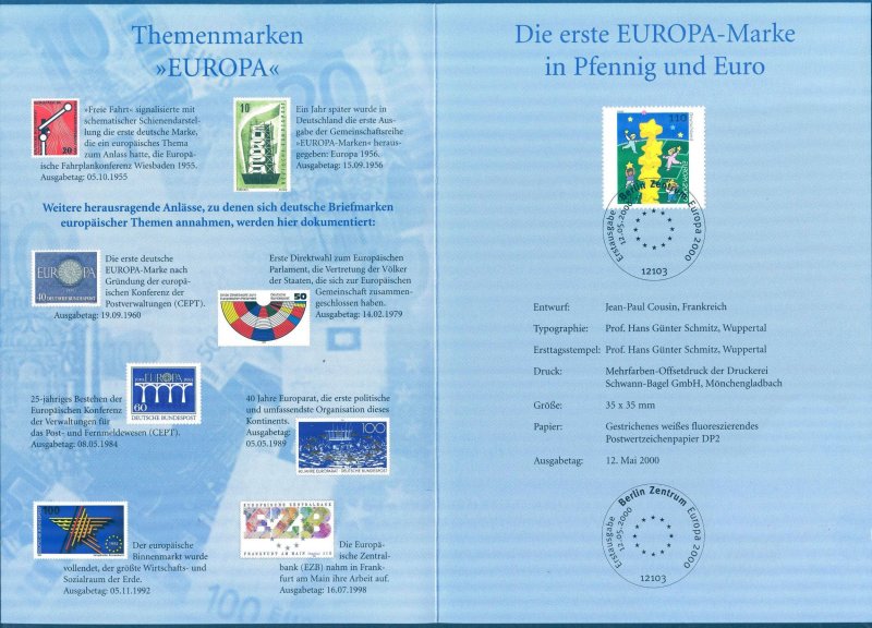Germany 2000 Europa CEPT FDC Folder