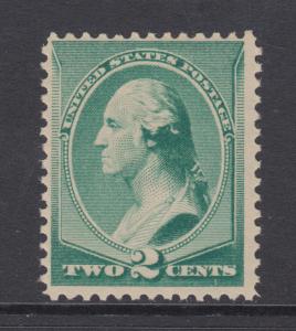 US Sc 213 MNH. 1887 2c green Washington, ABN Printing, faint fingerprint