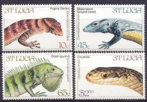 ST. LUCIA 4 SETS REPTILES SNAKES LIZARDS X1