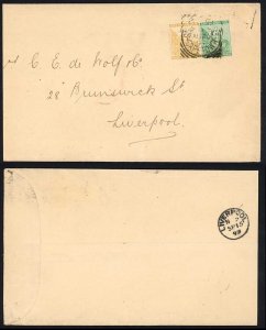 Cape of Good Hope 1899 1s 1/2d rate cover CAPE TOWN to Liverpool