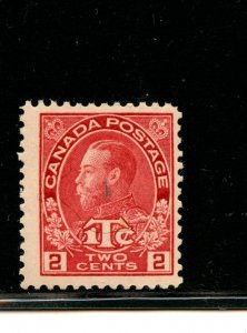 Canada #MR3 (C297) War Tax stamp 1916, 2¢ on 1¢, MNH, F-VF, CV$100.00