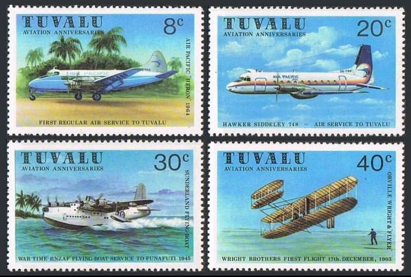 Tuvalu 142-145, MNH. Michel 129-132. Aviation anniversaries 1980.