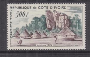 IVORY COAST, 1962, Air, Village, Man Region 500f., lhm.