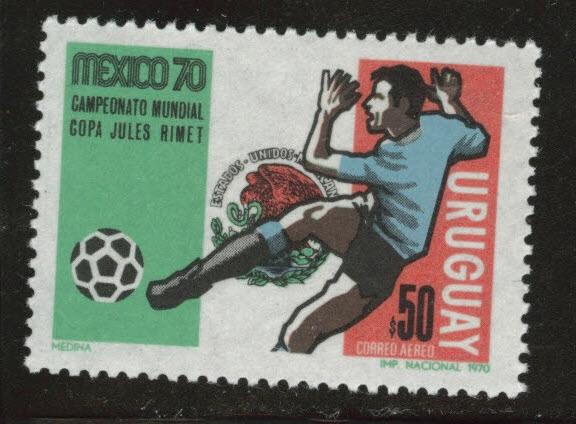 Uruguay Scott c369 MNH** from 1970 Soccer airmail