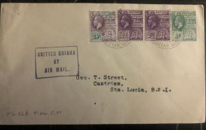 1929 British Guiana  First Flight Airmail Cover FFC To Castries Sta Lucia