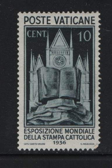 VATICAN CITY, 48, HINGED, 1936, ALLEGORY OF CHURCH & BIBLE