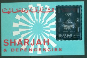 Sharjah 1972 Mi#MS125 Summer Olympics Munich Red Opt Silver Foil embossed MS MLH