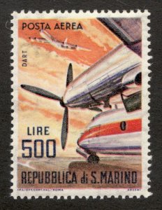 1963 San Marino Sc# C127 - 500 Lire - Rolls Royce Dart turbo prop. MH Cv$5.75
