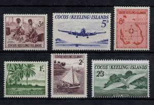 Cocos Islands 1-6 MNH Aircraft, Boat, Bird, Map, Copra Industry