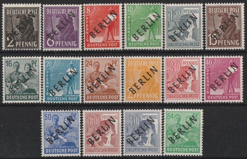 GERMANY - WEST BERLIN 1948 BERLIN black overprint 2pf-84pf. MNH **. SG cat £155.