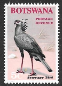 BOTSWANA 1967 5c Secretary Bird Issue Sc 23 MNH