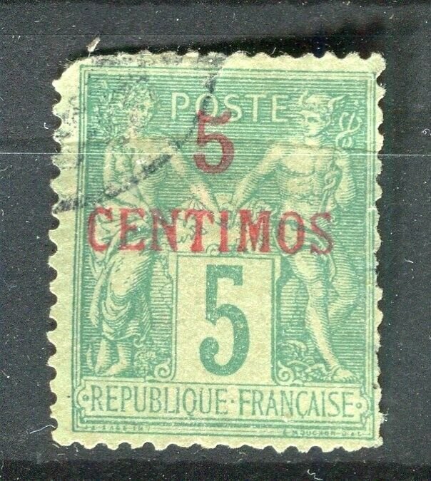 FRENCH COLONIES; MOROCCO 1890s classic P & C surcharged used 5c. fair Postmark