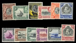 Kenya, Uganda and Tanganyika #46-47 Cat$104.75, 1935 George VI, 1c-5sh, twelv...