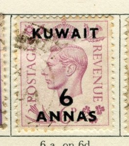 KUWAIT; 1948 early GVI surcharged issue fine used 6a. value