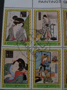 ​MANAMA -FAMOUS JAPANESE PAINTINGS BY EISEN-BLOCK VF-FANCY CANCEL LAST ONE