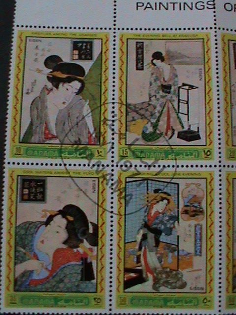 ​MANAMA -FAMOUS JAPANESE PAINTINGS BY EISEN-BLOCK VF-FANCY CANCEL LAST ONE