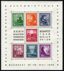 Hungary #B94 Cat$50, 1938 Eucharist Congress souvenir sheet, never hinged