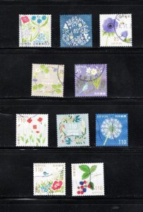 Japan 2024 Sc#9880-9889 Greetings: Flowers in Daily Life 2024 Used
