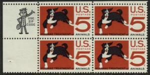 US Stamp #1307 MNH - Humane Treatment of Animals ZIP Block of 4