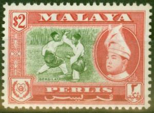 Perlis 1957 $2 Bronze-Green & Scarlet SG39 V.F MNH