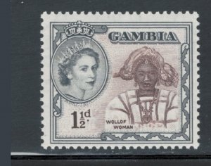Gambia 1953 Queen Elizabeth II & Wolof Woman 1 1/2p Scott # 155 MH