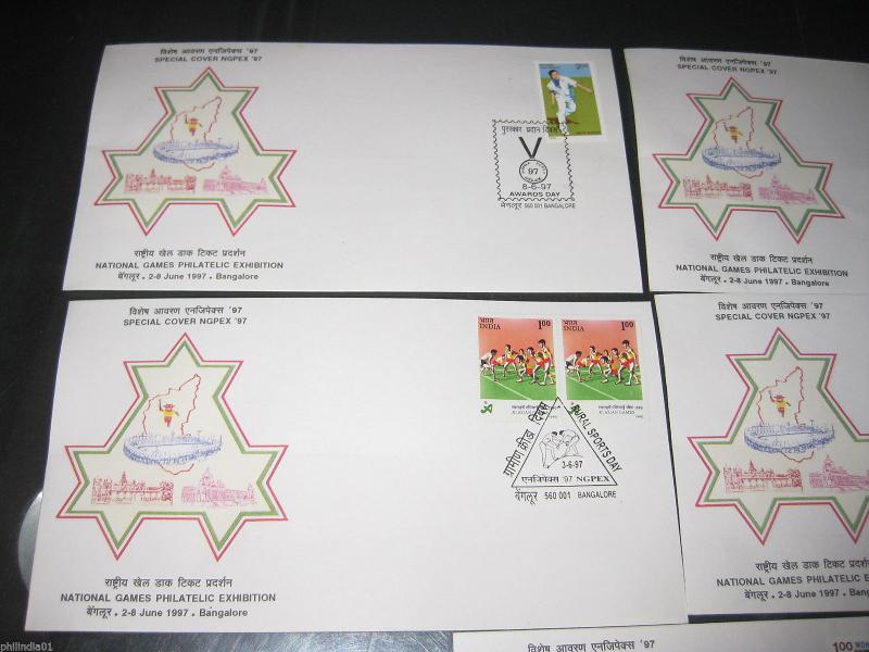 India 1997 Athletics Sports Wheel Ball Games NGPEX Banglore diff. Covers # 18066