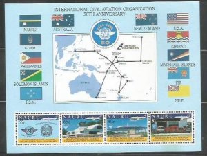 NAURU - 1994 - Int. Civil Aviation Org. - Perf 4v Souv Sheet - Mint Never Hinged