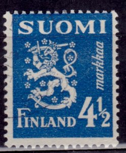 Finland, 1942, Standing Lion, 4 1/2Mk, sc#176, used