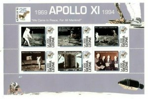 Sierra Leone 1994 - Apollo 11, Moon Landing - Sheet of 6v - Scott 1729 - MNH