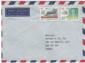 Finland 1986 Cover Sc 748-749 Nat'l Tourism Centenary Airmail to Canada
