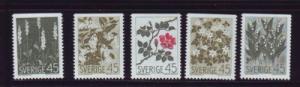 Sweden Sc 782-86 1968 Nordic Flowers stamp set mint NH