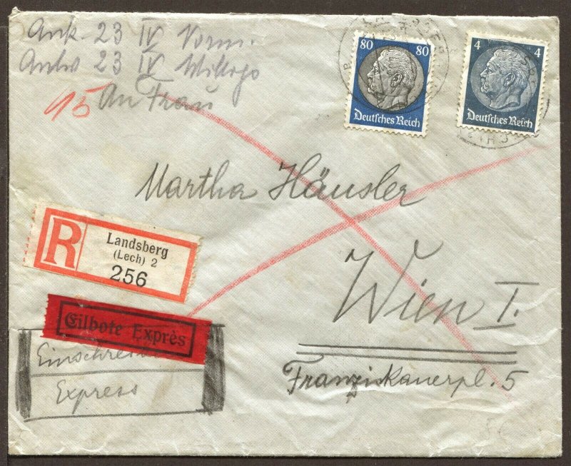 Germany Mi 514, 527 Registered Express Pneumatic Feldpost Cover 1940