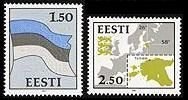 Estonia 1991 Flag Coat of Arms and map set of 2 stamps mint