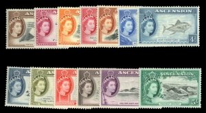 Ascension #62-74 (SG 57-69) Cat£140, 1956 QEII, complete set, hinged