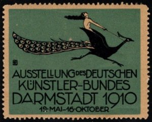 1910 Germany Poster Stamp Exhibition Of German Artists' Association Darm...