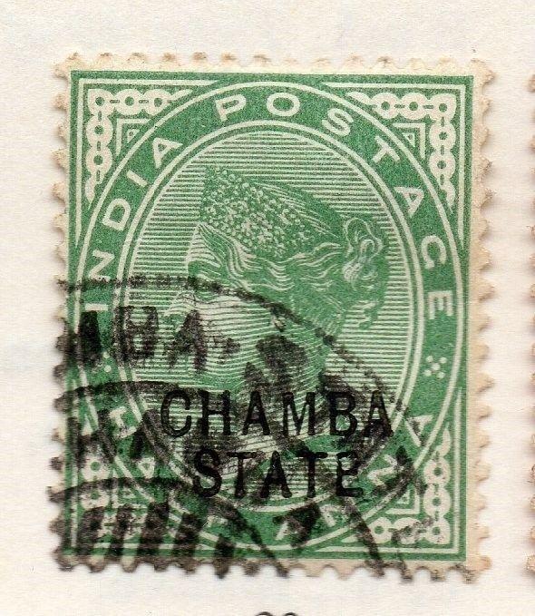 Indian States Chamba 1900-04 QV  Early Issue Fine Used 1/2a. Optd 157018