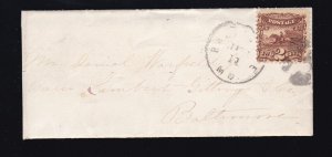 US 113 2c Post Rider on Drop Rate Baltimore, MD Cover VF SCV $260+