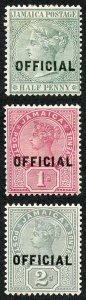 Jamaica SG 03/05 1890 Officiak Set of three Frresh M/Mint (1d hinge remainder)