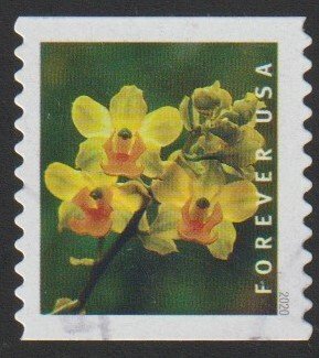 SC# 5436 - (55c) - Wild Orchids, 2 of 10 - used COIL single off paper