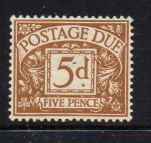Great Britain Sc J31 1939 5d bistre postage due stamp mint
