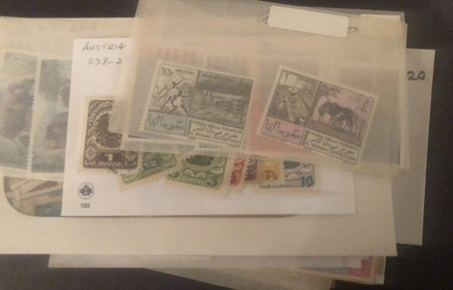 Lot of International Stamps In Glass Scenes Some Have Nice Value