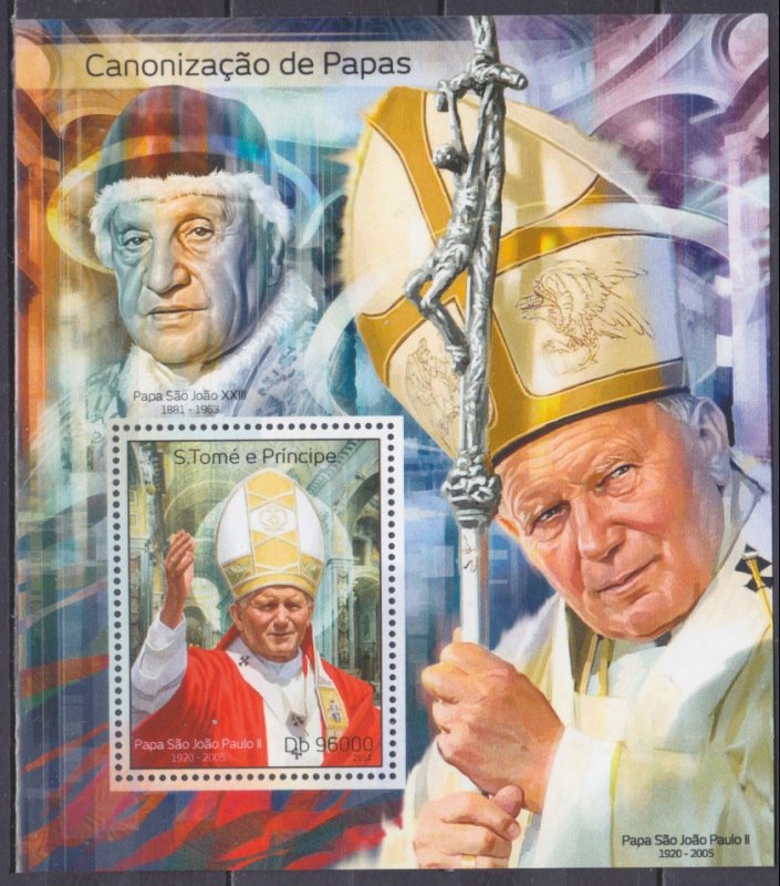 2014 Sao Tome and Principe 5645/B988 Pope John Paul II and other popes 10,00 €