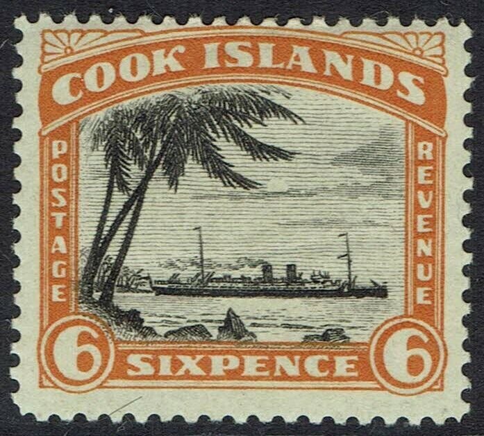 COOK ISLANDS 1932 SHIP 6D NO WMK PERF 13