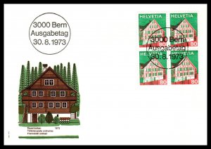 Switzerland 565-568 Blocks of Four Set of Four U/A FDC