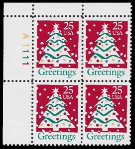 PCBstamps   US #2515 PB $1.00(4x25¢)Christmas Tree, perf 11, MNH, (PB-1a)