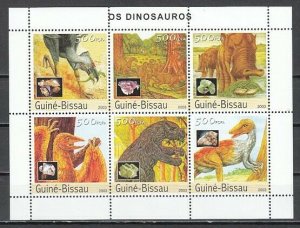 Guinea Bissau, 2003 issue. Dinosaurs sheet of 6.