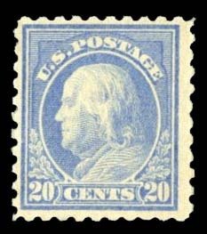 United States, 1910-30 #476 Cat$475, 1916 20c light ultramarine, never hinged